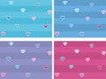 Cute nice small hearts with dots on striped background.