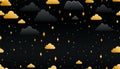 Cute night sky background with colorful clouds. dark blue seamless pattern with gold foil constellations, stars and Royalty Free Stock Photo