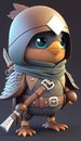 Cute Nightingale Animal Warrior 3D Game Model | Generative AI