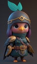 Cute Nightingale Animal Warrior 3D Game Model | Generative AI