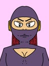 Cute ninja cartoon on pink background