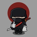 Cute ninja clipart, cartoon with simple concept