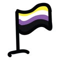 Cute non binary flag cartoon illustration motif set. Hand drawn isolated LGBTQ pride elements clipart for gay blog,