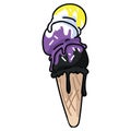 Cute non binary ice cream cone cartoon illustration motif set. LGBTQ gender sweet treat elements for pride blog. Trans