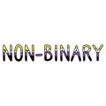 Cute non binary typography cartoon illustration motif set. Hand drawn isolated LGBTQ pride elements clipart for trans blog