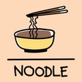 Cute noodle hand-drawn style, vector illustration.