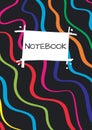 Cute notebook cover with colourful wavy lines design Royalty Free Stock Photo