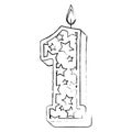 cute number one candle with stars pattern Royalty Free Stock Photo
