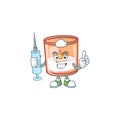 Cute Nurse candle in glass character cartoon style with syringe Royalty Free Stock Photo