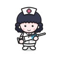 cute nurse character holding injection needle Royalty Free Stock Photo