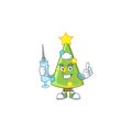 Cute Nurse christmas tree decoration character cartoon style with syringe Royalty Free Stock Photo