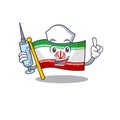 Cute Nurse flag iran character cartoon style with syringe Royalty Free Stock Photo