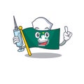 Cute Nurse flag macau character cartoon style with syringe