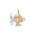 Cute Nurse jicama character cartoon style with syringe Royalty Free Stock Photo