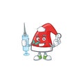 Cute Nurse santa claus hat character cartoon style with syringe Royalty Free Stock Photo