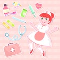 Cute nurse set Royalty Free Stock Photo