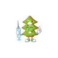 Cute Nurse trees cookies character cartoon style with syringe Royalty Free Stock Photo