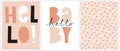 Cute Nursery Vector Art with Handwritten Hello and Hello Baby.