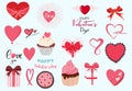 Cute object valentine collection with chocolate,strawberry,cupcake.Vector illustration for icon,logo,sticker,printable Royalty Free Stock Photo