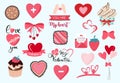 Cute object valentine collection with chocolate,strawberry,cupcake.Vector illustration for icon,logo,sticker,printable Royalty Free Stock Photo