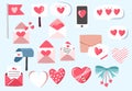 Cute object valentine collection with letter, heart,ribbon.Vector illustration for icon,logo,sticker,printable