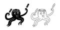 cute octopus takoyaki logo. cartoon, character, line, outline, silhouette and simple style