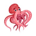 Cute Octopus with Tentacles as Marine Animal Vector Illustration Royalty Free Stock Photo