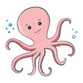 Cute octopus. Vector illustration of a series of marine drawings. A picture for children educational books, for a print