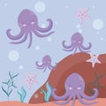 Cute octopuses with starfish avatar character