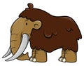 Cute Old Mammoth Cartoon Color Illustration