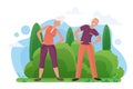 Cute old senior couple doing sports exercises in the park Royalty Free Stock Photo