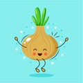 Cute onion cartoon character .vector