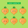 Cute Onion Characters With Various Expression