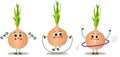 Cute onion mascot set for gym