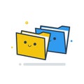 Cute open folder document cartoon flat style