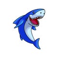 Cute open mouth white blue ocean shark