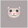 Cute opossum portrait square smiley head cartoon round shape animal face isolated possum avatar vector icon illustration Royalty Free Stock Photo