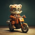 Charming Kitty On A Motorcycle: Rendered In Cinema4d Royalty Free Stock Photo