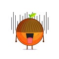 Cute orange character fright and got shocked isolated on white background. Orange character emoticon illustration