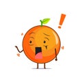 Cute orange character got shocked isolated on white background. Orange character emoticon illustration