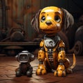 cute orange dog robot with a small camera-robot