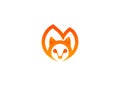 cute orange fire little fox dog or wolf logo