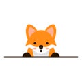 Cute orange fox icon. Adorable vector animal. Cartoon fox