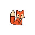 Cute Orange Fox Tail Cartoon Outline Logo Symbol