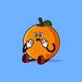 Cute Orange fruit character sitting and crying. Fruit character icon concept isolated. flat cartoon style Premium Vector Royalty Free Stock Photo