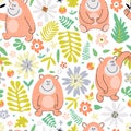 Cartoon gorilla seamless pattern for kids