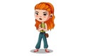 Cute Orange Haired Girl Character Design Illustration Royalty Free Stock Photo