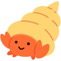 Cute Orange Hermit Crab flat color Royalty Free Stock Photo