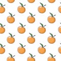 Cute orange Mandarin seamless pattern in doodle style. Vector hand drawn cartoon Mandarin illustration. Royalty Free Stock Photo