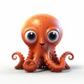 Cute Orange Octopus Model: Realistic 3d Pixar Style Baby Octopus